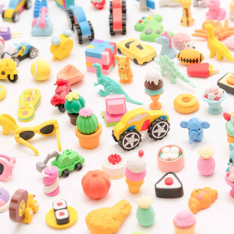 Clock King 110pcs 3D Cute Kids Erasers, Random Desktop Pet Toys Gifts, Classroom Rewards Kids Party Gifts, Various Styles Such as Animals, Food, Plants, Space, Princess, Sports, Halloween, Christmas - Image 4